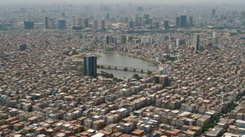 Flyfoto av Lagos by i Nigeria, med dens travle gater og moderne arkitektur