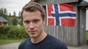 En person med etternavnet Guttorms, med et norsk flagg i bakgrunnen