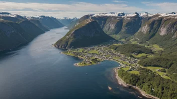 En pittoresk bygd i vestlige Norge, omgitt av storslagen natur.