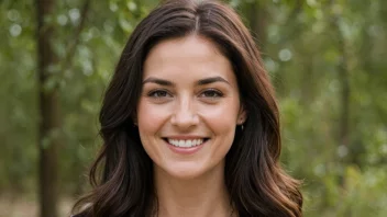 Et bilde som representerer navnet Maura, med en kvinne som har mørkt hår og et mildt smil