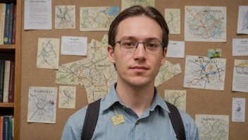 Et bilde som representerer navnet Karlerik, med en person omgitt av ulike kontekster for å formidle de multiple betydningene av navnet.