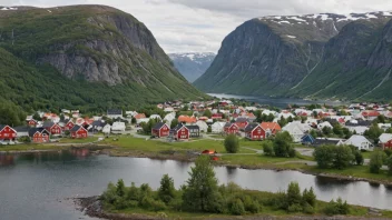 Et pittoreskt norsk tettsted med en skilt med navnet Westad