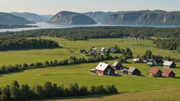 Et fredelig landskap av den norske landsbygda.
